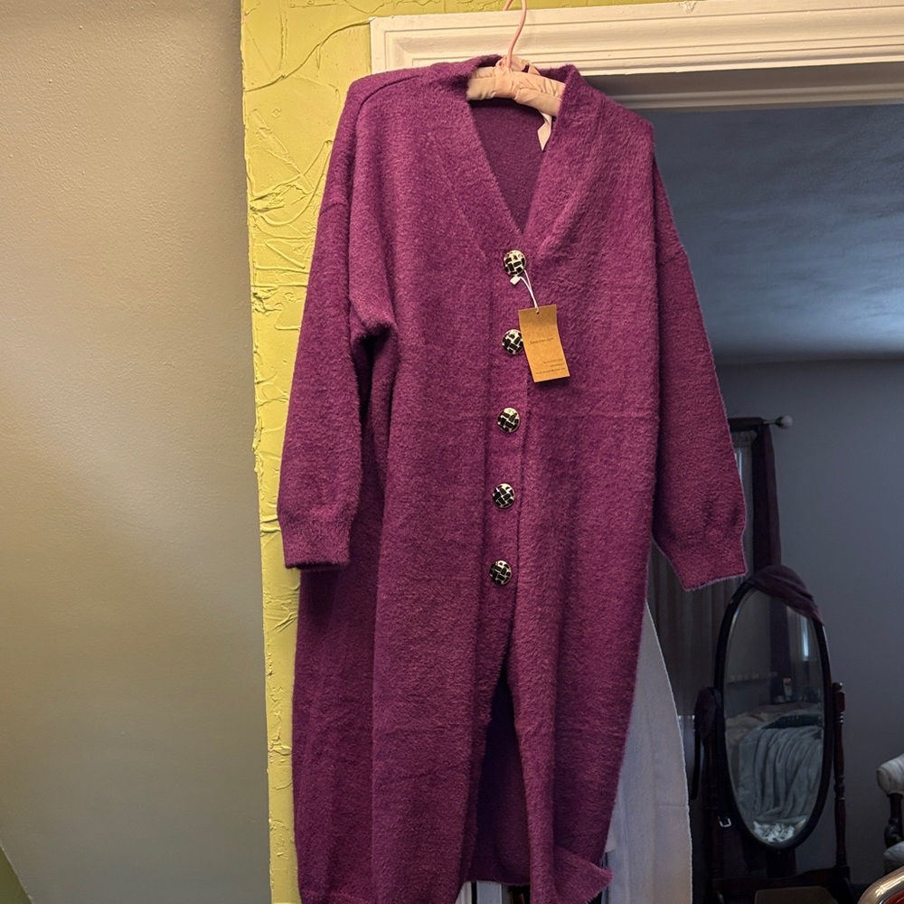 Vibrant Purple Knit Cardigan